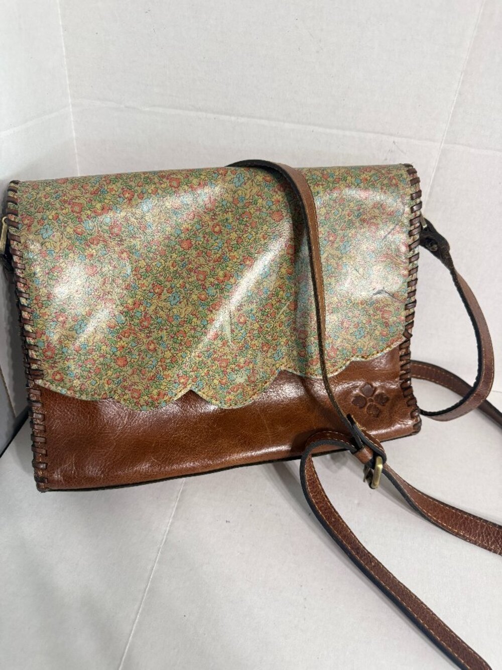 Patricia Nash Leather Handbag Sarola Crossbody Coral Bouquet Handbag Purse Rose